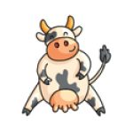 Happy dancing mowing cow
